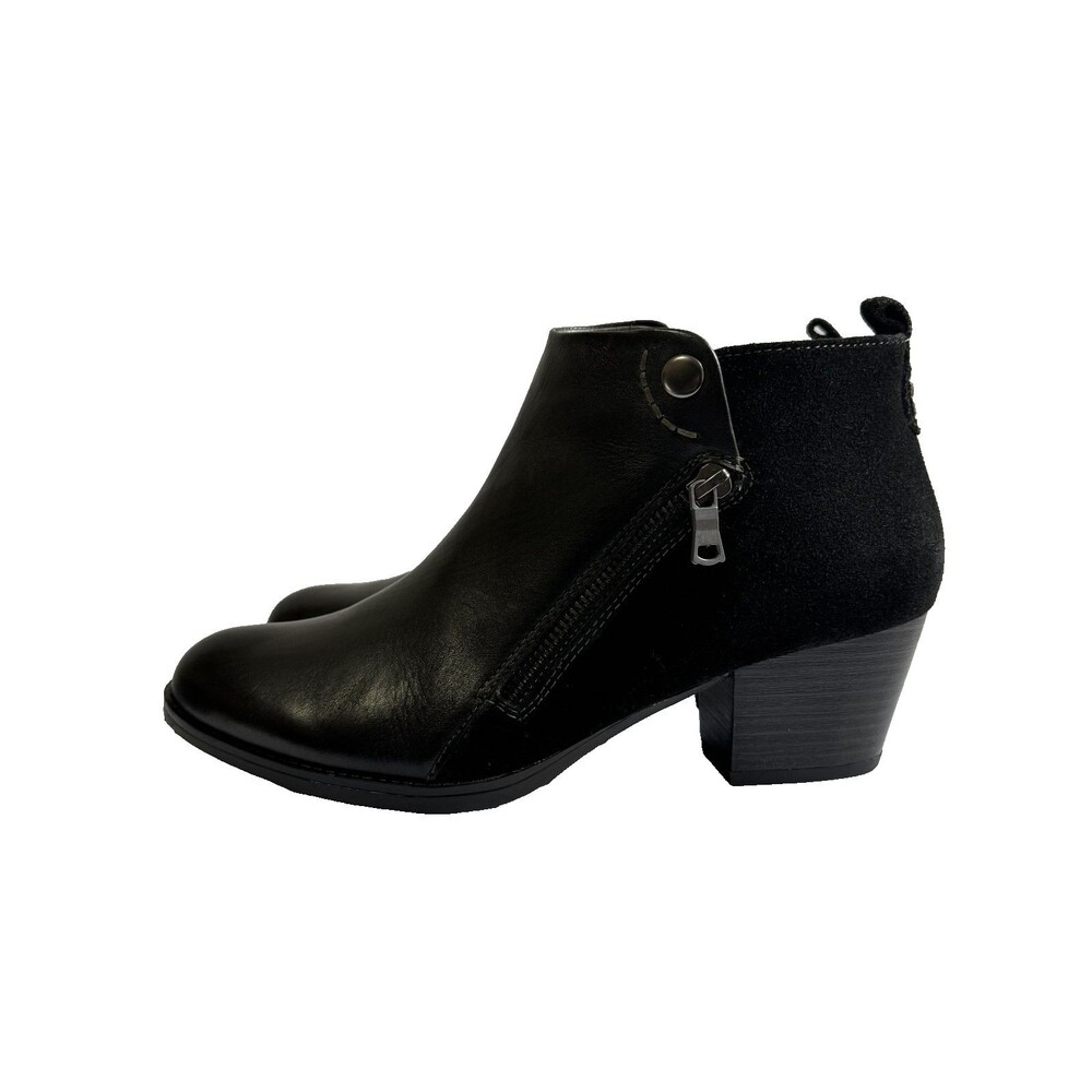 Earth Women’s Conway Maple Black Leather Multi-Zip Ankle Boots Sz 9M
